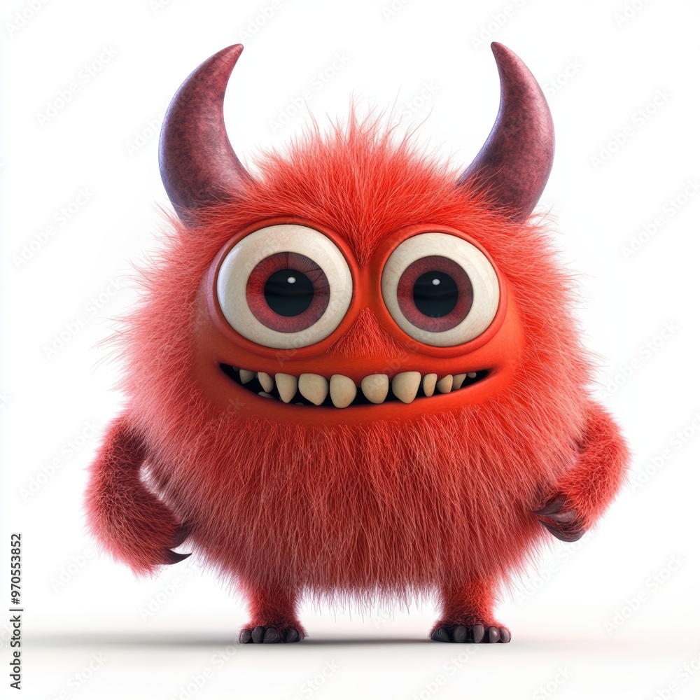 Cute colored furry monster 3D cartoon character. Cute colored furry monster 3D cartoon character.