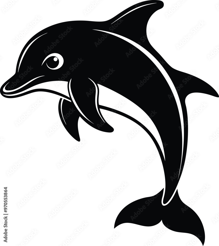 Fototapeta premium black dolphin vector illustration silhouette, Print