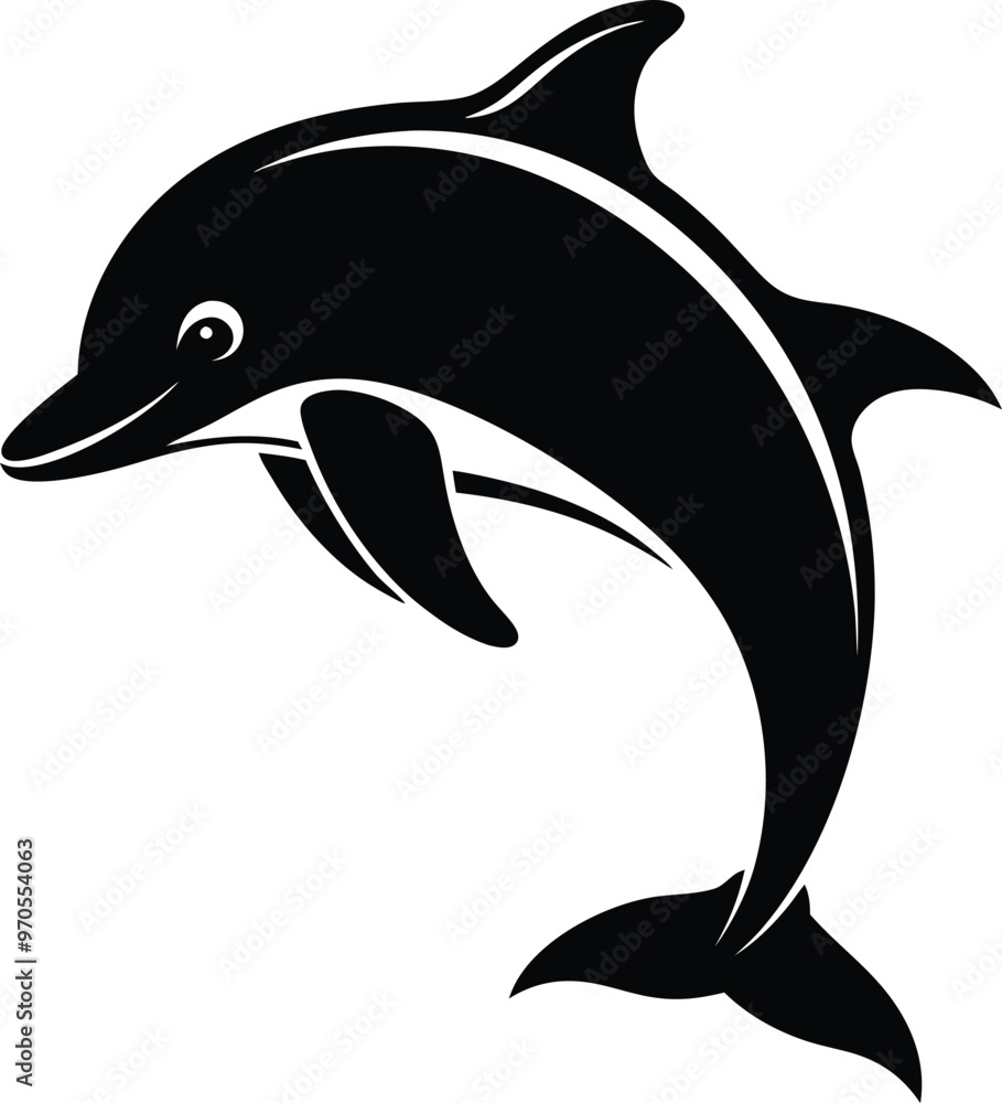 Obraz premium black dolphin vector illustration silhouette, Print