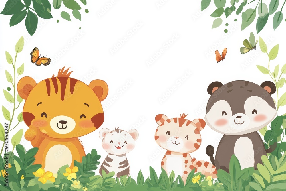 Cute Animals in a Lush Green Forest Cute Animals in a Lush Green Forest