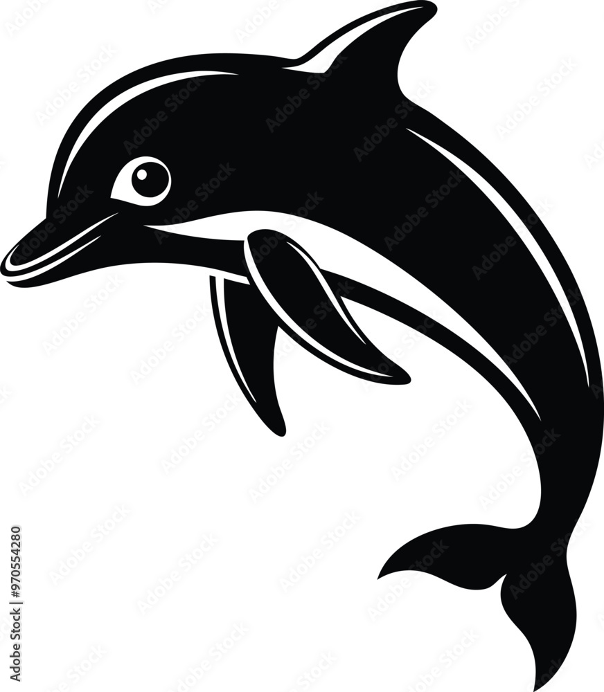 black dolphin vector illustration silhouette, Print black dolphin vector illustration silhouette, Print