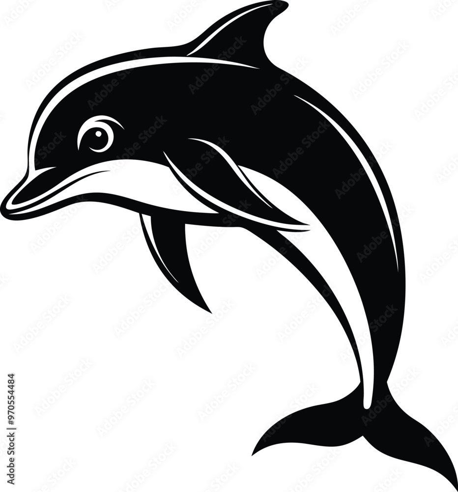 Obraz premium black dolphin vector illustration silhouette, Print