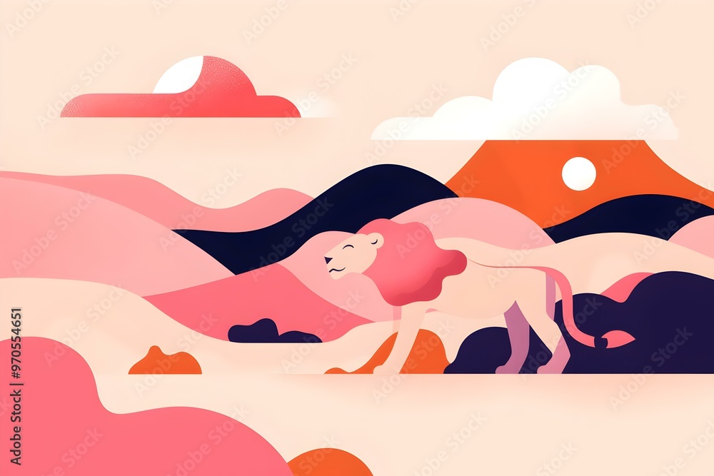 Majestic Lion Among Vibrant Skies, A powerful lion stands proudly in a vast landscape, under a canvas of colorful clouds at sunset. Majestic Lion Among Vibrant Skies, A powerful lion stands proudly in a vast landscape, under a canvas of colorful clouds at sunset.