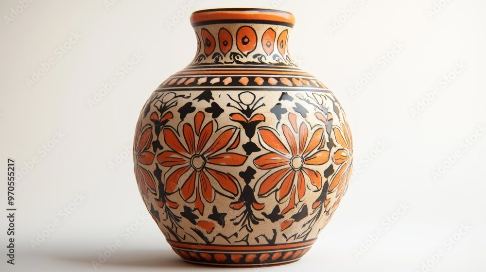 Ceramic vase with floral desig Ceramic vase with floral desig
