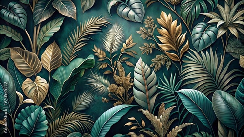 Wallpaper Mural Moody botanical wallpaper with metallic sheen Torontodigital.ca