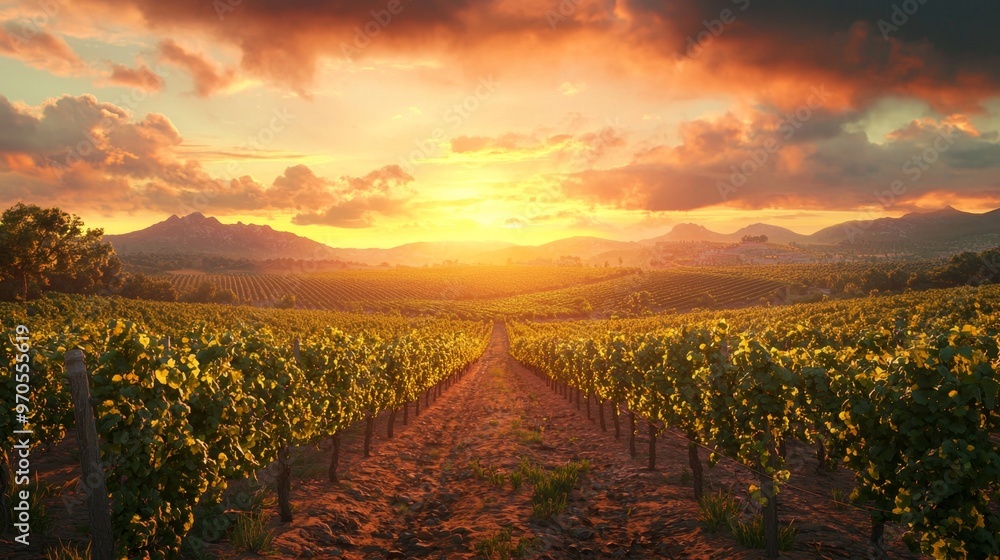Fototapeta premium Sunset Vineyard.