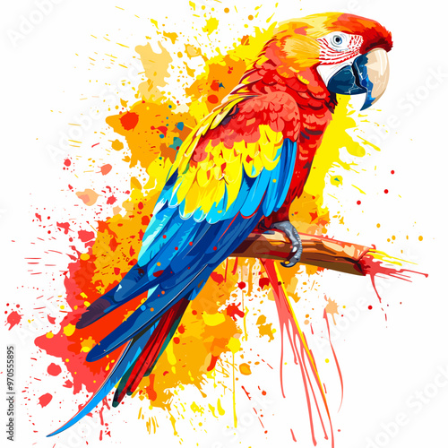 A colorful parrot retro style pop art pin up
