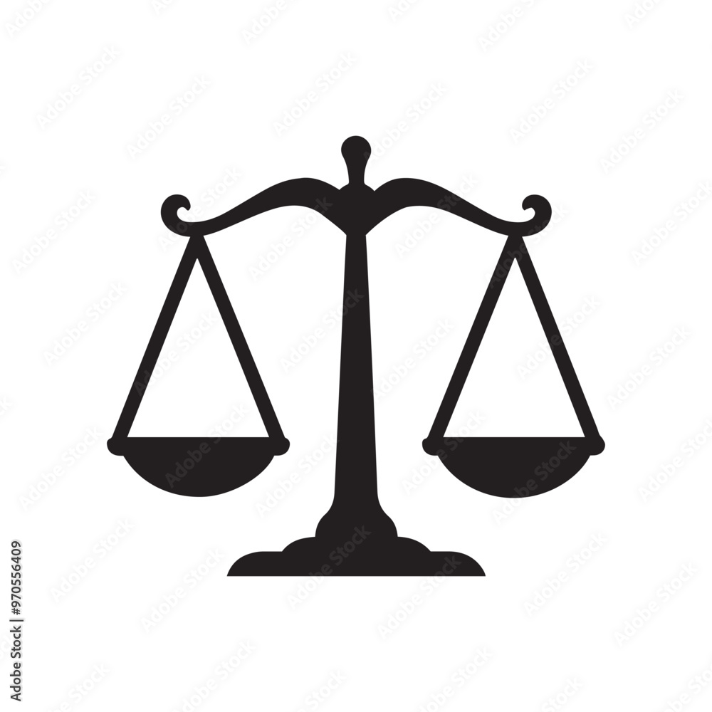 Justice Scale Balance Law Equality Order Symbol Blind vector illustration in black and white Justice Scale Balance Law Equality Order Symbol Blind vector illustration in black and white