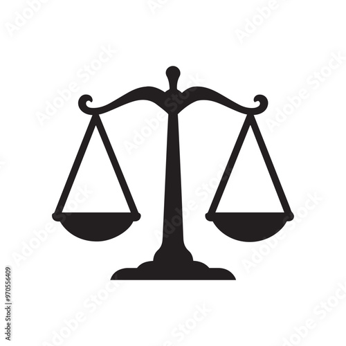 Justice Scale Balance Law Equality Order Symbol Blind vector illustration in black and white