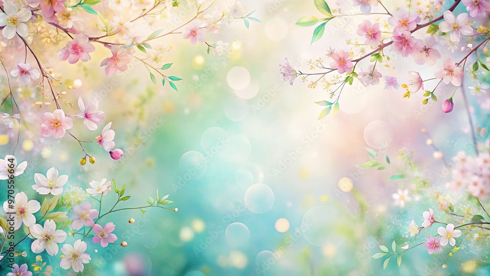 Fototapeta premium Abstract spring background with pastel colors and floral patterns