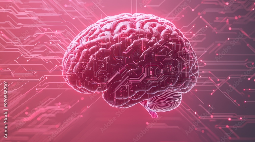Mind-Tech Fusion: Human Brain Entwined with VR Circuits and Neon Lights, Generative AI Mind-Tech Fusion: Human Brain Entwined with VR Circuits and Neon Lights, Generative AI