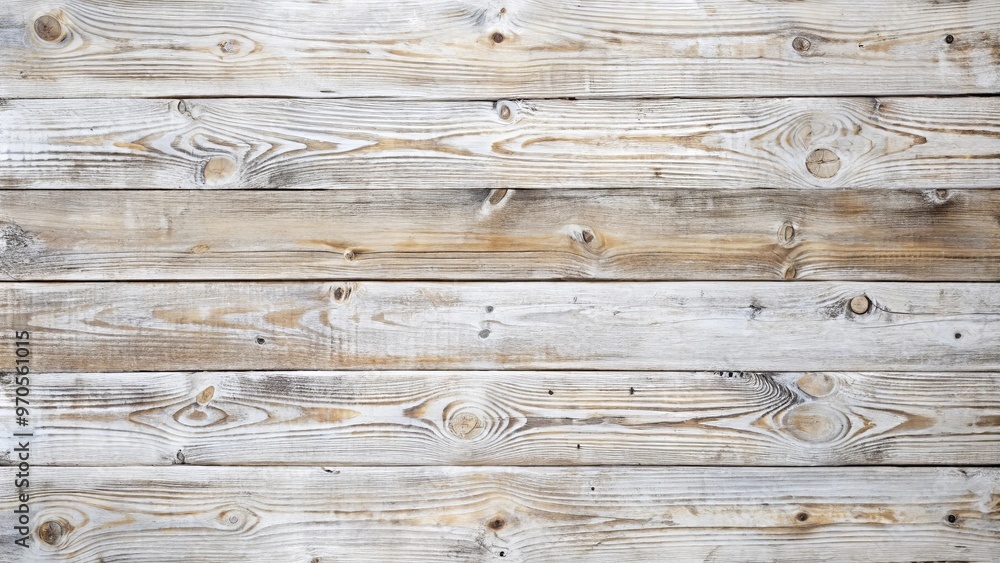 Naklejka premium Rustic whitewashed wood planks with a weathered texture, perfect for a farmhouse or coastal theme