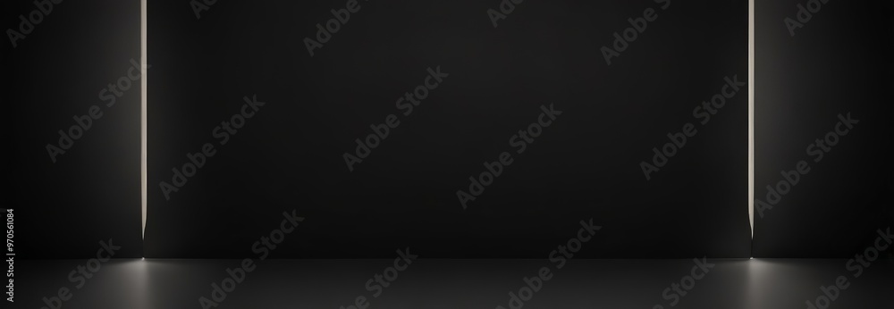 A dark room with a single light source on the left side, creating a dramatic and minimalist atmosphere. A dark room with a single light source on the left side, creating a dramatic and minimalist atmosphere.