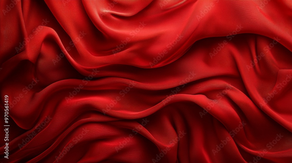 Red silk fabric with flowing folds, vibrant Red silk fabric with flowing folds, vibrant