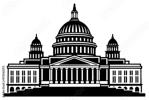 Washington building vector, Washington Capitol building skyline silhouette vector illustration