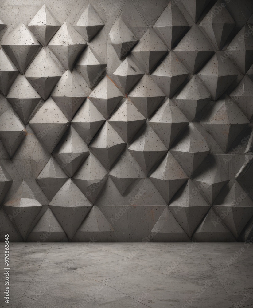 Obraz premium a geometric pattern of concrete blocks arranged in a diamond-like formation, creating a visually striking and textured wall.