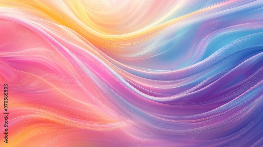 Vibrant rainbow-colored swirls flowing dynamically on a soft pastel background, creating a dreamy and energetic look Vibrant rainbow-colored swirls flowing dynamically on a soft pastel background, creating a dreamy and energetic look