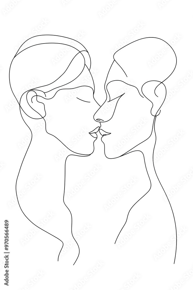 Abstract Beauty Line Drawing of Couple Faces in Minimalist Linear Style. Woman and man Profile One Line Drawing, Vector Illustration. Good for Prints, T-shirt, Banners, Slogan Modern Graphics Style Abstract Beauty Line Drawing of Couple Faces in Minimalist Linear Style. Woman and man Profile One Line Drawing, Vector Illustration. Good for Prints, T-shirt, Banners, Slogan Modern Graphics Style