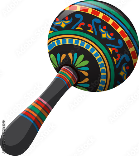 Colorful Mexican Maraca Illustration