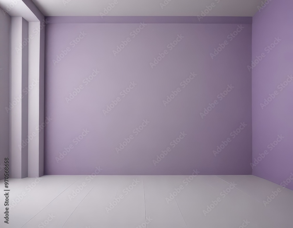 An empty room with a purple wall and white floor, featuring a window on the left side. An empty room with a purple wall and white floor, featuring a window on the left side.