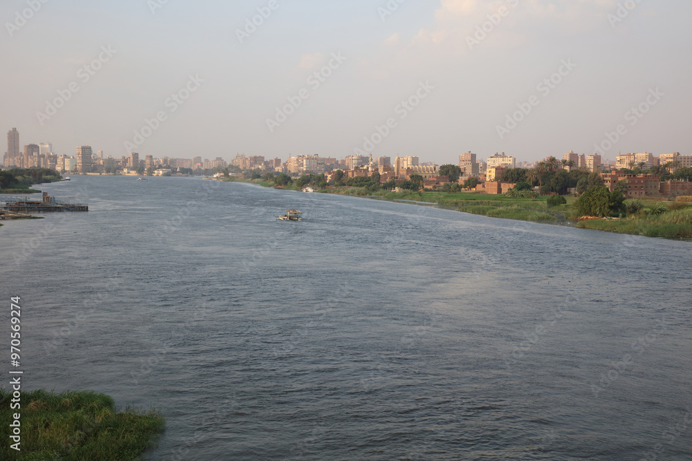 The Nile before sunset showing cairo The Nile before sunset showing cairo