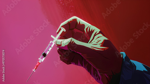 Wallpaper Mural animation of a doctor's hand holding a syringe Torontodigital.ca