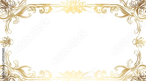 gold color frame for certificate, card, invited card, wedding, Islamic frame and pages use isolated on white background 