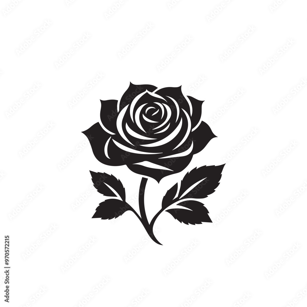 Rose vector design. Rose logo with leaf. Rose vector illustration isolated on white background. Rose vector design. Rose logo with leaf. Rose vector illustration isolated on white background.