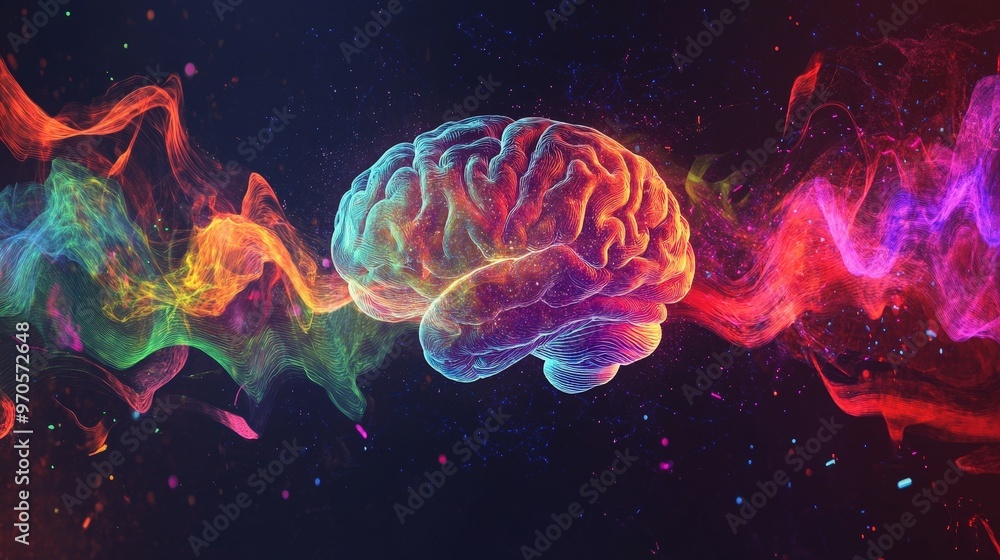 dynamic scene where brain waves interact with musical rhythms dynamic scene where brain waves interact with musical rhythms