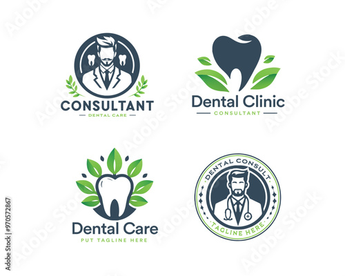 Set dental clinic professional logo template for medical business