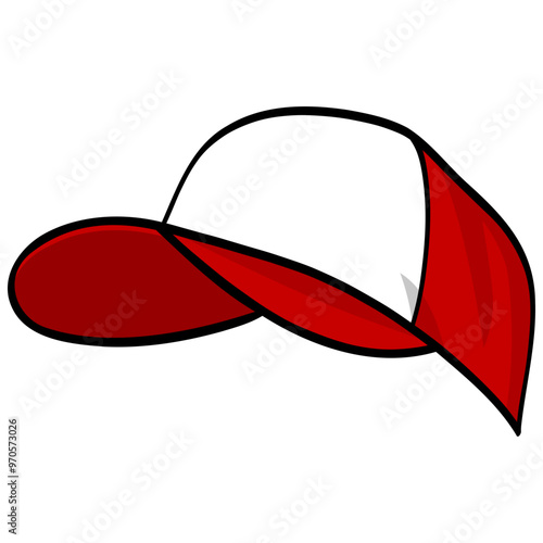 Trucker Hat Cap Red and White Vector Illustration