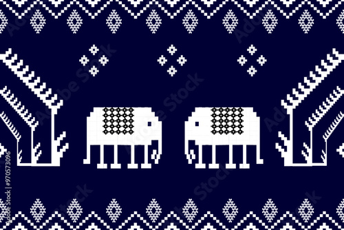 Beautiful elephant patterns that are perfectly applied as pixel art on fabric patterns.  d
::.