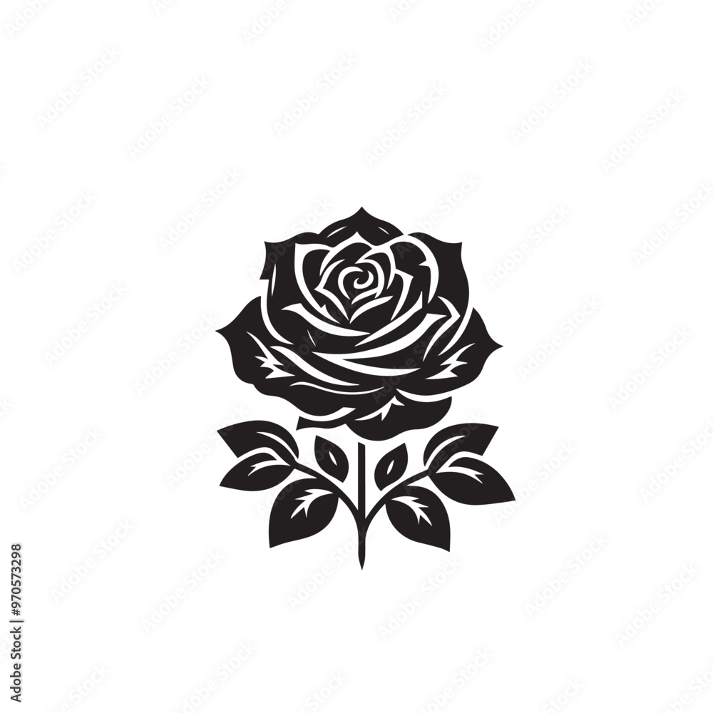 Rose vector design. Rose logo with leaf. Rose vector illustration isolated on white background. Rose vector design. Rose logo with leaf. Rose vector illustration isolated on white background.