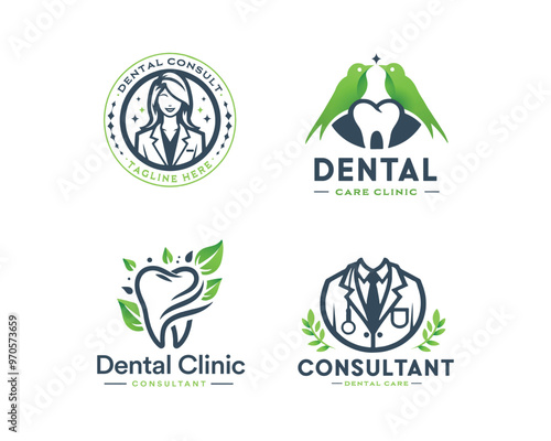 Set dental clinic professional logo template for medical business