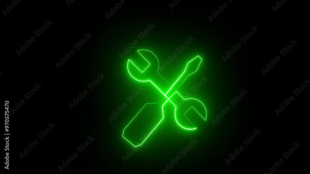 Glowing neon line setting icon with spinning gears icon animated. Technology setting icon concept. black background. Glowing neon line setting icon with spinning gears icon animated. Technology setting icon concept. black background.