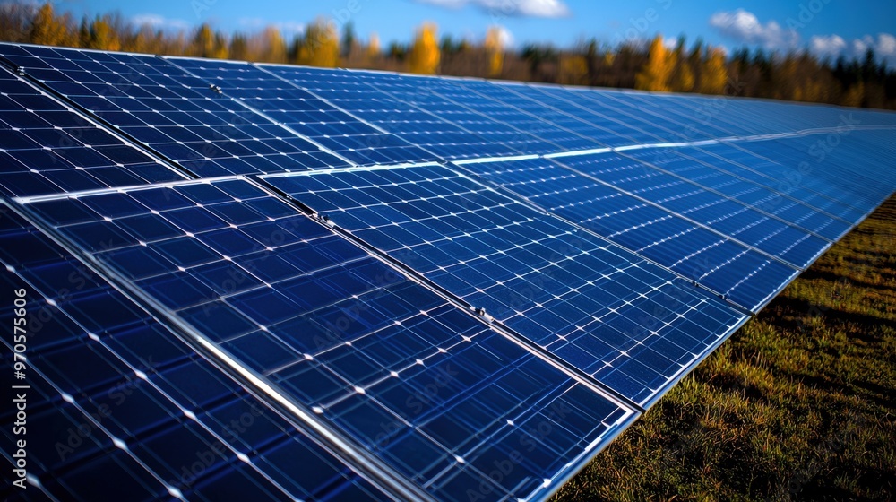 Solar energy powering a large solar farm, representing the rise of clean and renewable energy through advanced solar panel installations. Solar energy powering a large solar farm, representing the rise of clean and renewable energy through advanced solar panel installations.