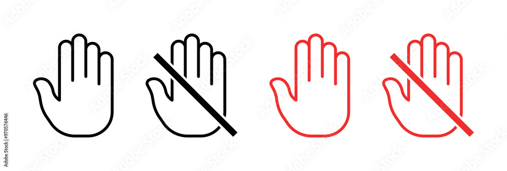 Fototapeta premium No touching set icons. Flat and linear style. Vector icons.