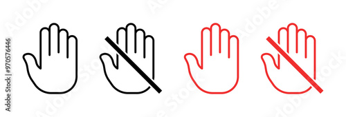 No touching set icons. Flat and linear style. Vector icons.