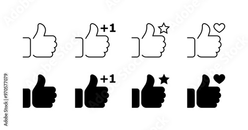Like set icons. Linear and silhouette style. Vector icons.