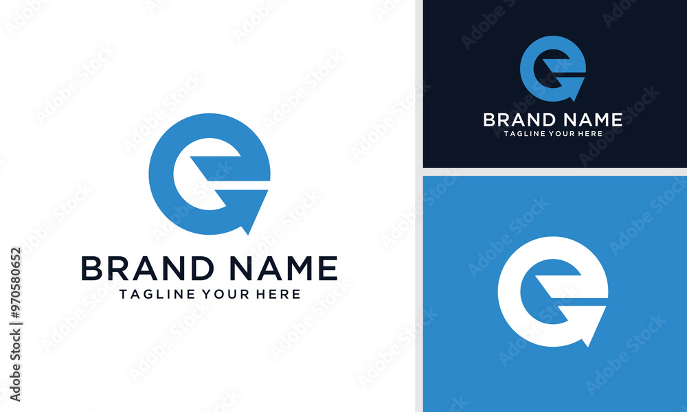Letter E arrow loop logo icon design template elements. Vector color sign. Letter E arrow loop logo icon design template elements. Vector color sign.