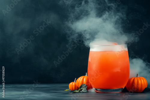 Cocktails with cherry tomatoes and black straws on dark textured background. Festive and spooky Halloween drink concept photo