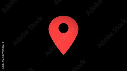3d Abstract Pin Location Logo / Symbol Spinning and Rotating on Transparent Background. Seamless Loop Isolated 4K Video.