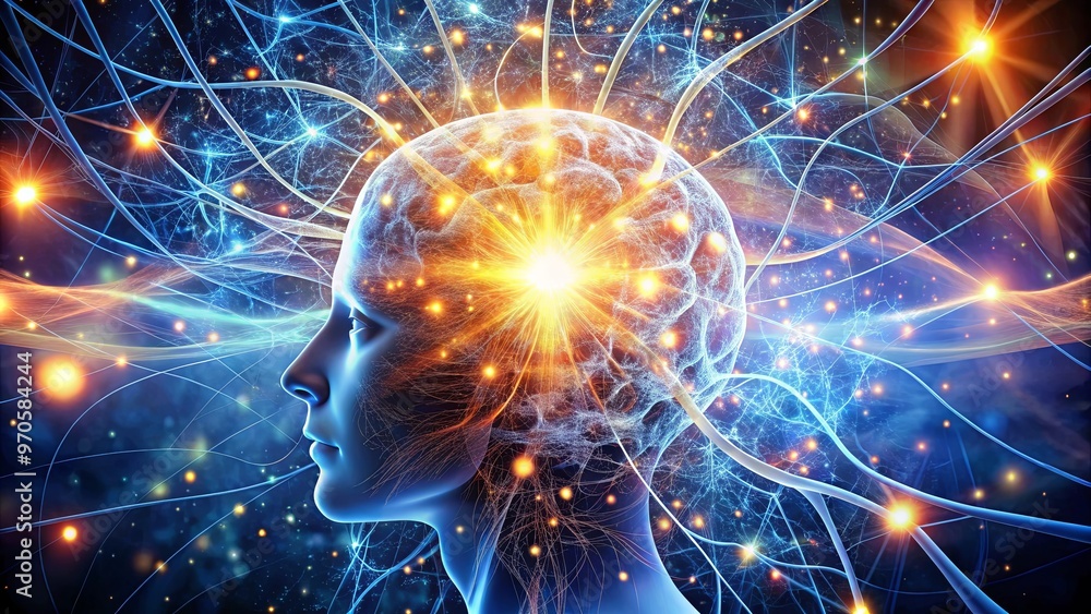 custom made wallpaper toronto digitalAbstract depiction of human mind with bursts of neural networks firing in wallpaper design