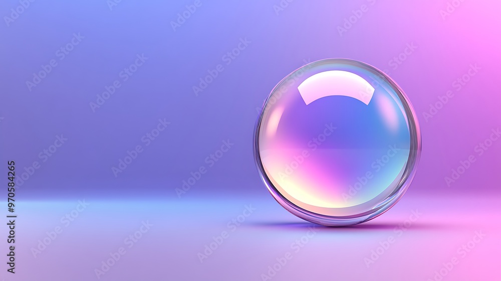 Iridescent Sphere on Purple Gradient Background Iridescent Sphere on Purple Gradient Background