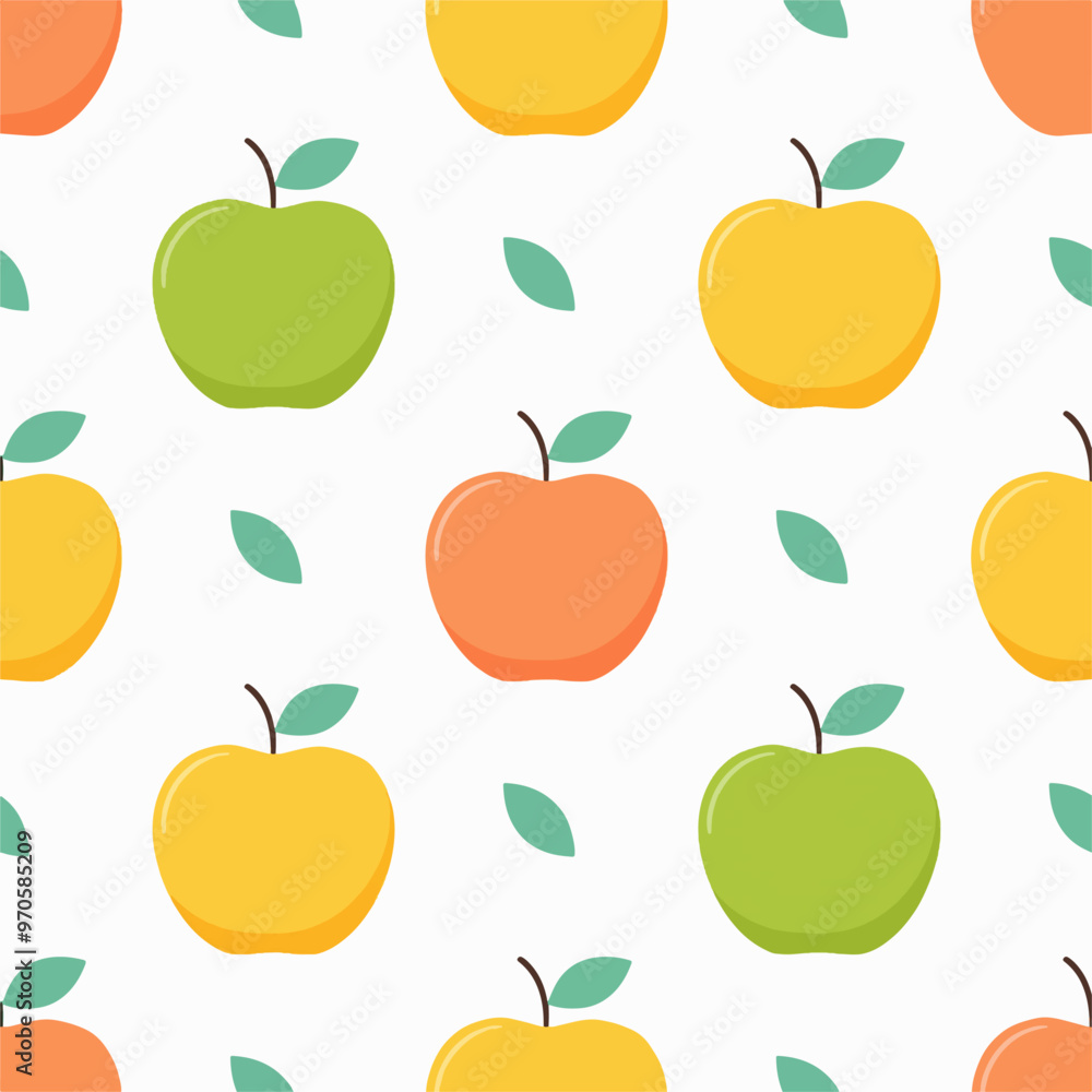 Seamless pattern of cute Apple, white background Seamless pattern of cute Apple, white background