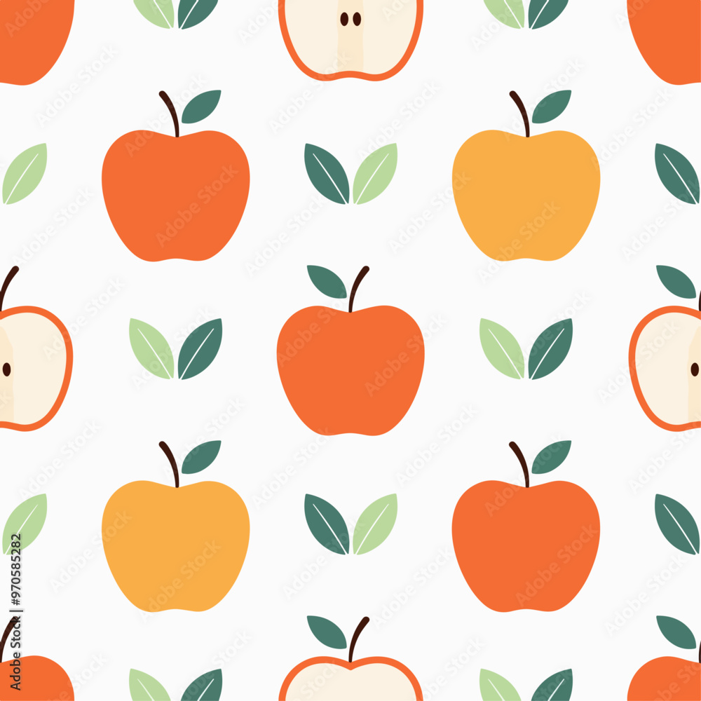 Seamless pattern of cute Apple, white background Seamless pattern of cute Apple, white background