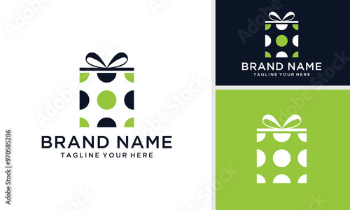 Gift box logo or gift with ribbon sign, letter G and gifts. Logo for surprise, valentine, birthday, gift shop, party and business.