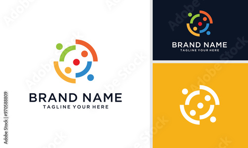 Abstract Initial Letter C Colorful Growth Group Meeting for Humans culture social club, people together, teamwork community logo design vector
