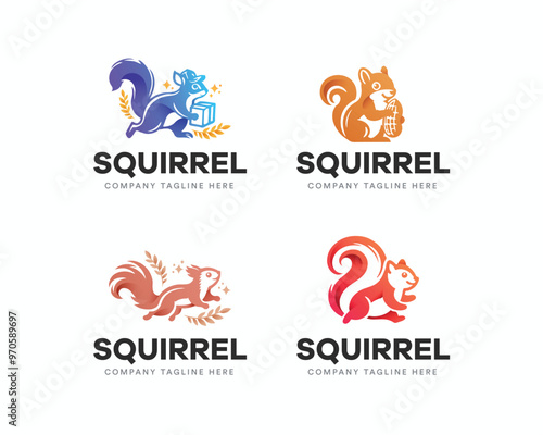 Set colorful gradient Squirrel logo template for business company