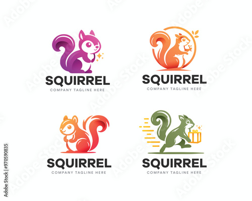 Set colorful gradient Squirrel logo template for business company